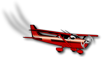 Image of red aircraft with directional smoke coming out