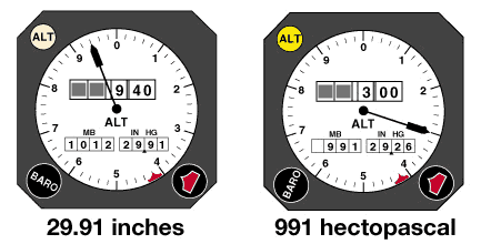 Two Altimeters indicating  940 feet and 300 feet respectively